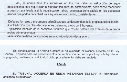 fallo teara verificacion de datos