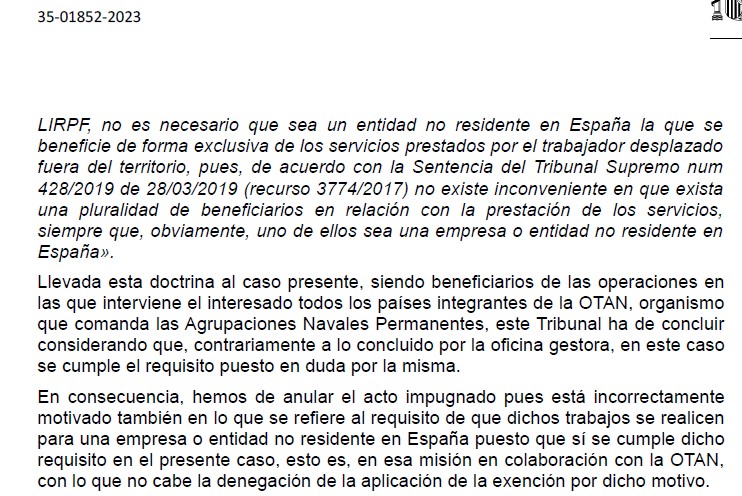 Actualización IRPF militares 2024 - Resoluciones estimatorias (favorables) de Tribunales Económicos-Administrativos. Misiones SNMG o SNMCMG2