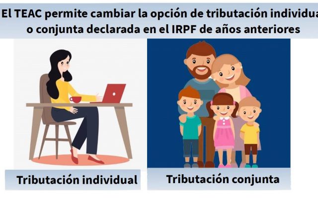 El TEAC permite cambiar la opción de tributación individual o conjunta declarada en el IRPF de años anteriores